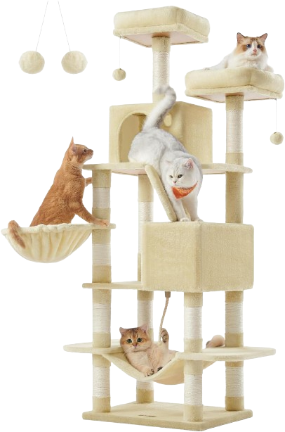 Feandrea Cat Tree, 66.1-Inch Large Cat Tower with 13 Scratching Posts